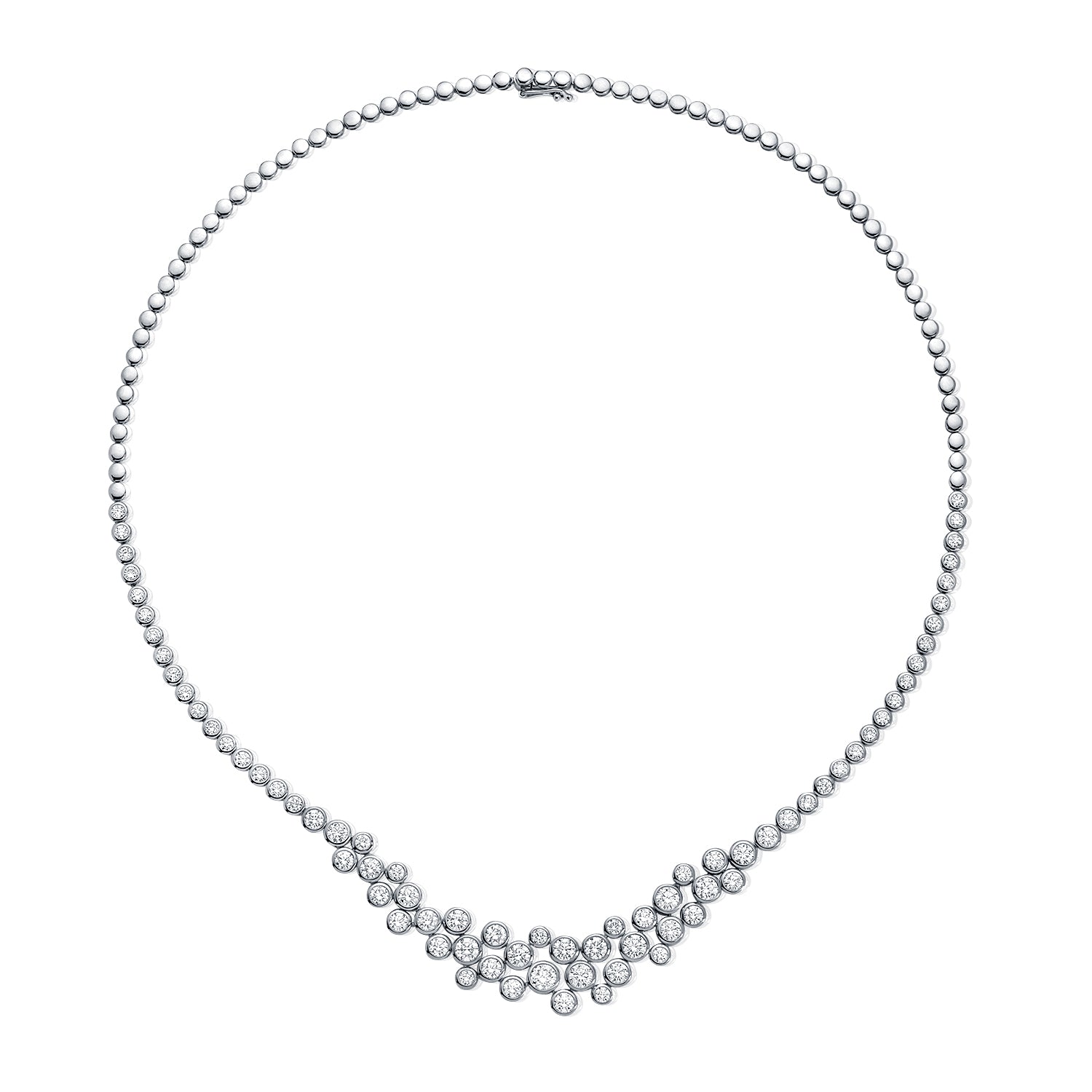 14K Gold Diamond Bezel Necklace - 6.98 CT
