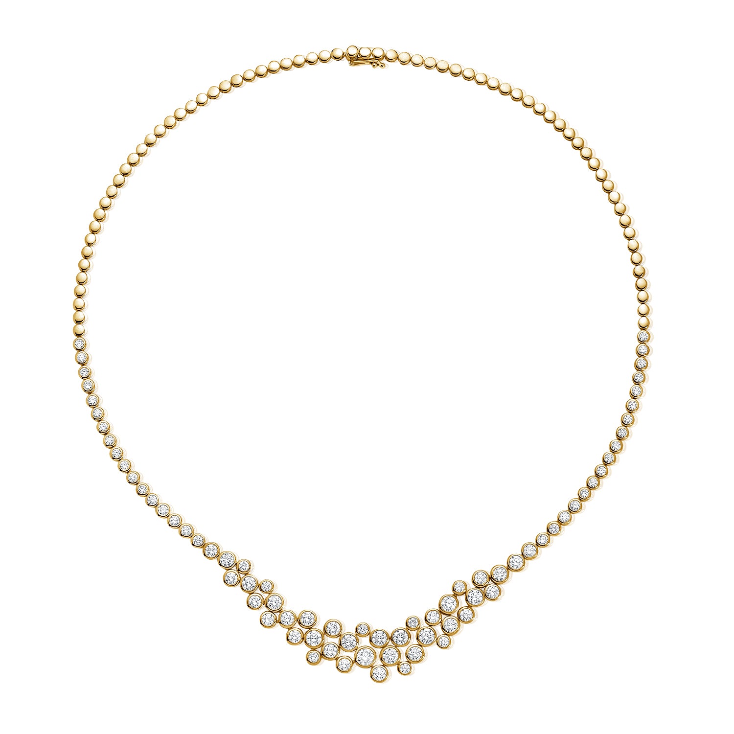 14K Gold Diamond Bezel Necklace - 6.98 CT