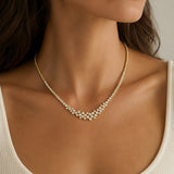 14K Gold Diamond Bezel Necklace - 6.98 CT