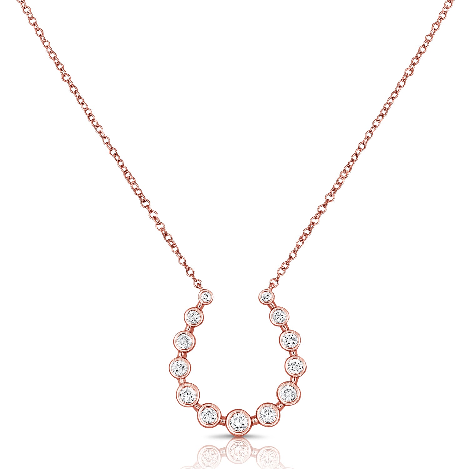 14K Gold Diamond Bezel Horseshoe Necklace - 0.34ct