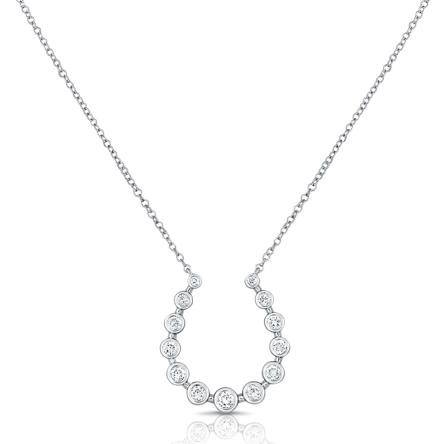 14K Gold Diamond Bezel Horseshoe Necklace - 0.34ct