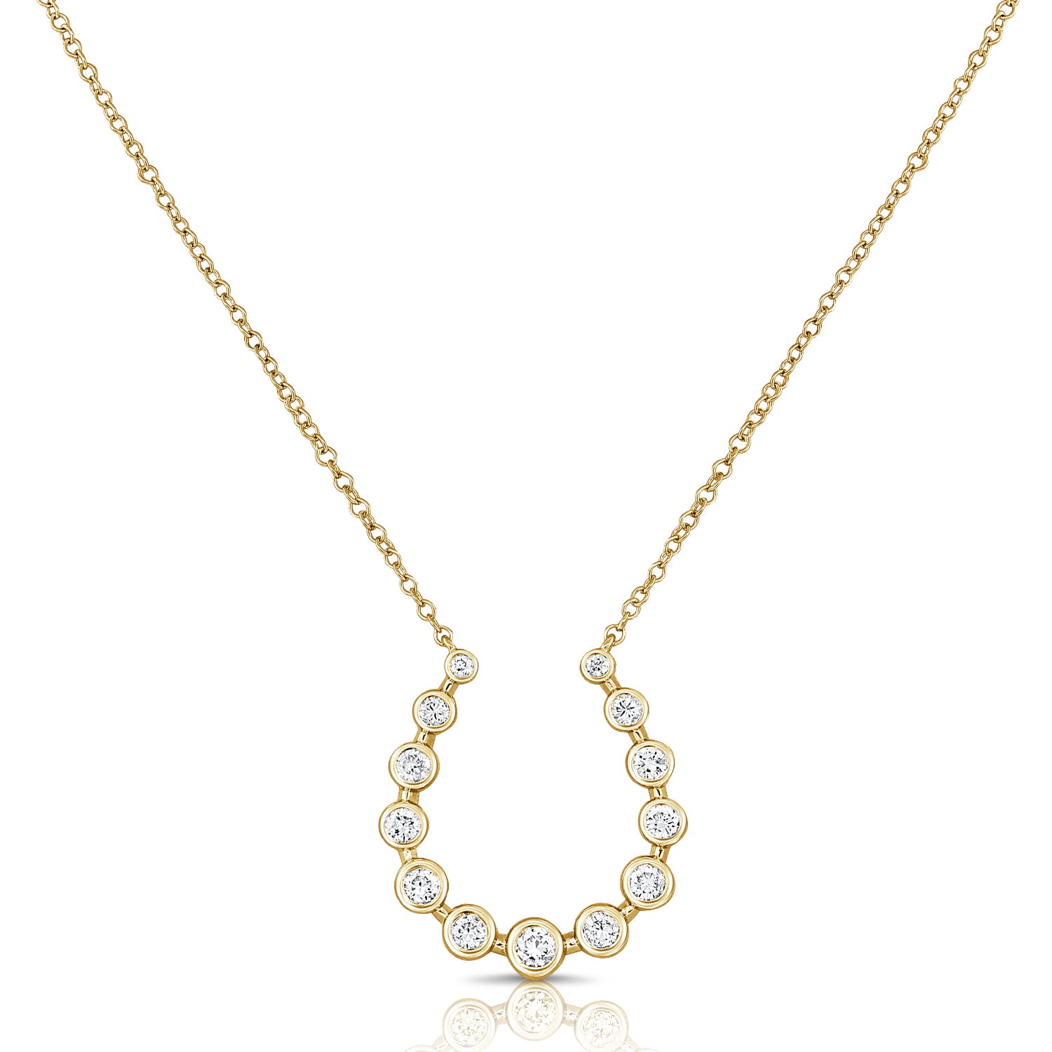 14K Gold Diamond Bezel Horseshoe Necklace - 0.34ct
