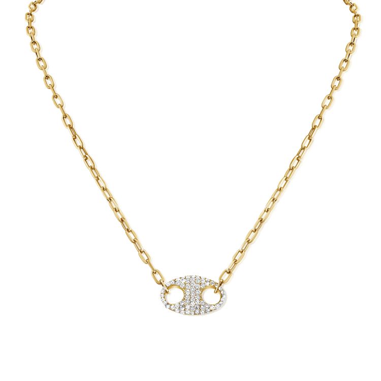 14K Gold & Diamond Link Necklace-1.08 ct.