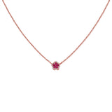 14K Gold Pink Sapphire & Diamond Flower Necklace