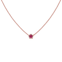 Load image into Gallery viewer, 14K Gold Pink Sapphire &amp; Diamond Flower Necklace