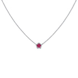 14K Gold Pink Sapphire & Diamond Flower Necklace