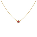 14K Gold Pink Sapphire & Diamond Flower Necklace