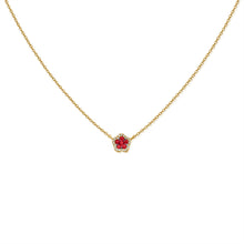 Load image into Gallery viewer, 14K Gold Pink Sapphire &amp; Diamond Flower Necklace