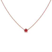 Load image into Gallery viewer, 14K Gold Ruby &amp; Diamond Flower Necklace