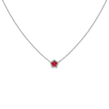 Load image into Gallery viewer, 14K Gold Ruby &amp; Diamond Flower Necklace