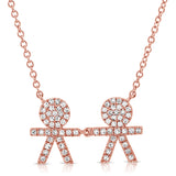 14k Gold & Diamond Two Boy Necklace - 0.19ct