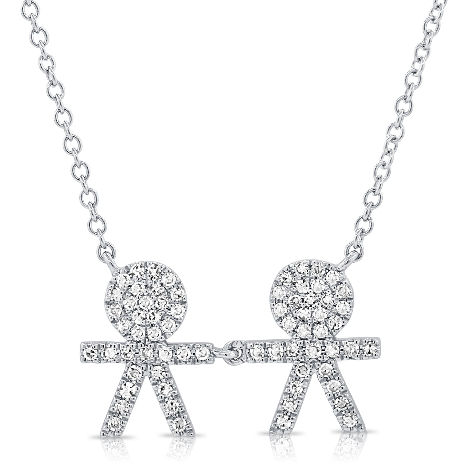 14k Gold & Diamond Two Boy Necklace - 0.19ct