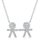 14k Gold & Diamond Two Boy Necklace - 0.19ct