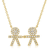 14k Gold & Diamond Two Boy Necklace - 0.19ct