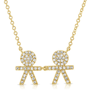 14k Gold & Diamond Two Boy Necklace
