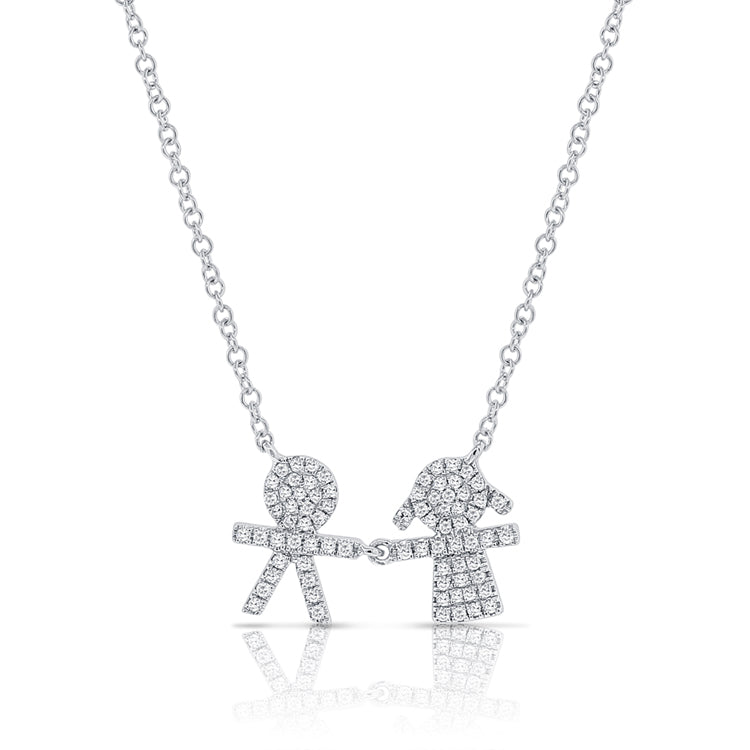 14k Gold & Diamond Boy and Girl Necklace