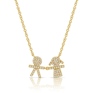 14k Gold & Diamond Boy and Girl Necklace