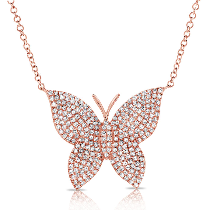 14K Gold & Diamond Butterfly Necklace