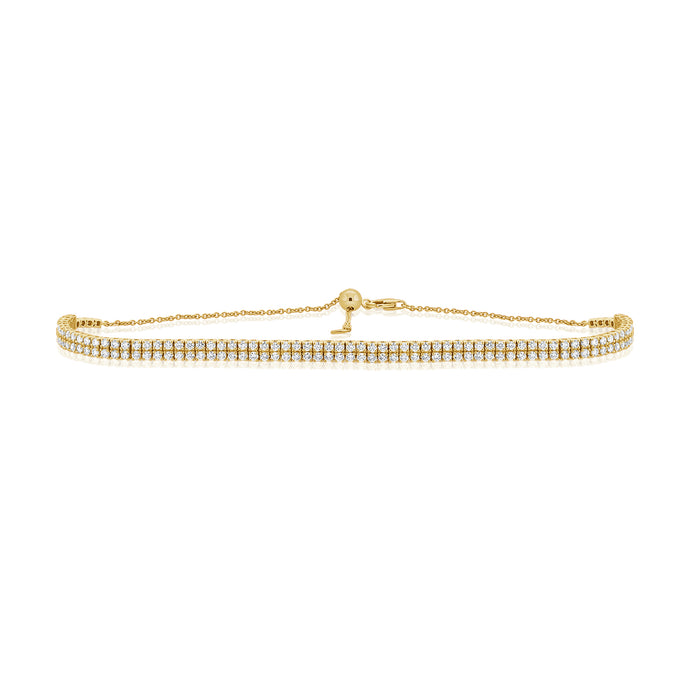 14K Gold & Diamond Double Row Adjustable Choker Necklace