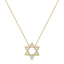 Load image into Gallery viewer, 14K Gold &amp; Diamond Star Of David Necklace
