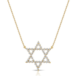 14K Gold Diamond Star of David Pendant Necklace