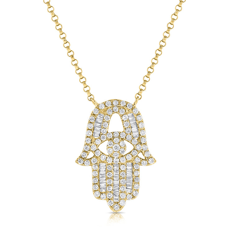 14K Gold Diamond Hand of Gd Necklace