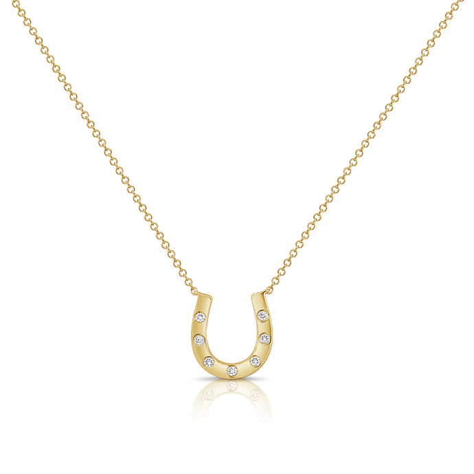 14K Gold Diamond Horse Shoe Necklace