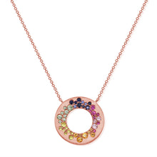 Load image into Gallery viewer, 14k Gold &amp; Multi-Gemstone Rainbow Circle Necklace