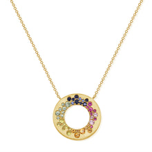 Load image into Gallery viewer, 14k Gold &amp; Multi-Gemstone Rainbow Circle Necklace