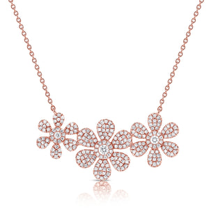 14K Gold & Diamond Flower Necklace