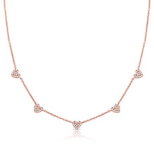 Load image into Gallery viewer, 14k Gold &amp; Diamond Heart Station Necklace