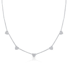 Load image into Gallery viewer, 14k Gold &amp; Diamond Heart Station Necklace