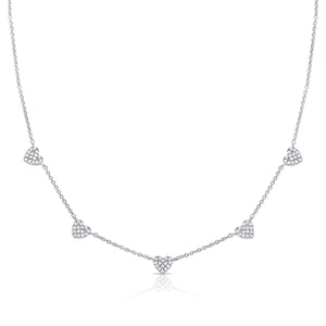 14k Gold & Diamond Heart Station Necklace