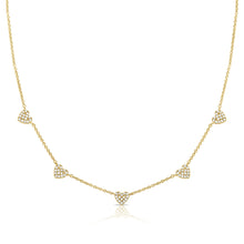 Load image into Gallery viewer, 14k Gold &amp; Diamond Heart Station Necklace
