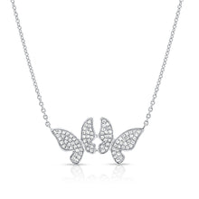 Load image into Gallery viewer, 14K Gold &amp; Diamond Double Butterfly Necklace
