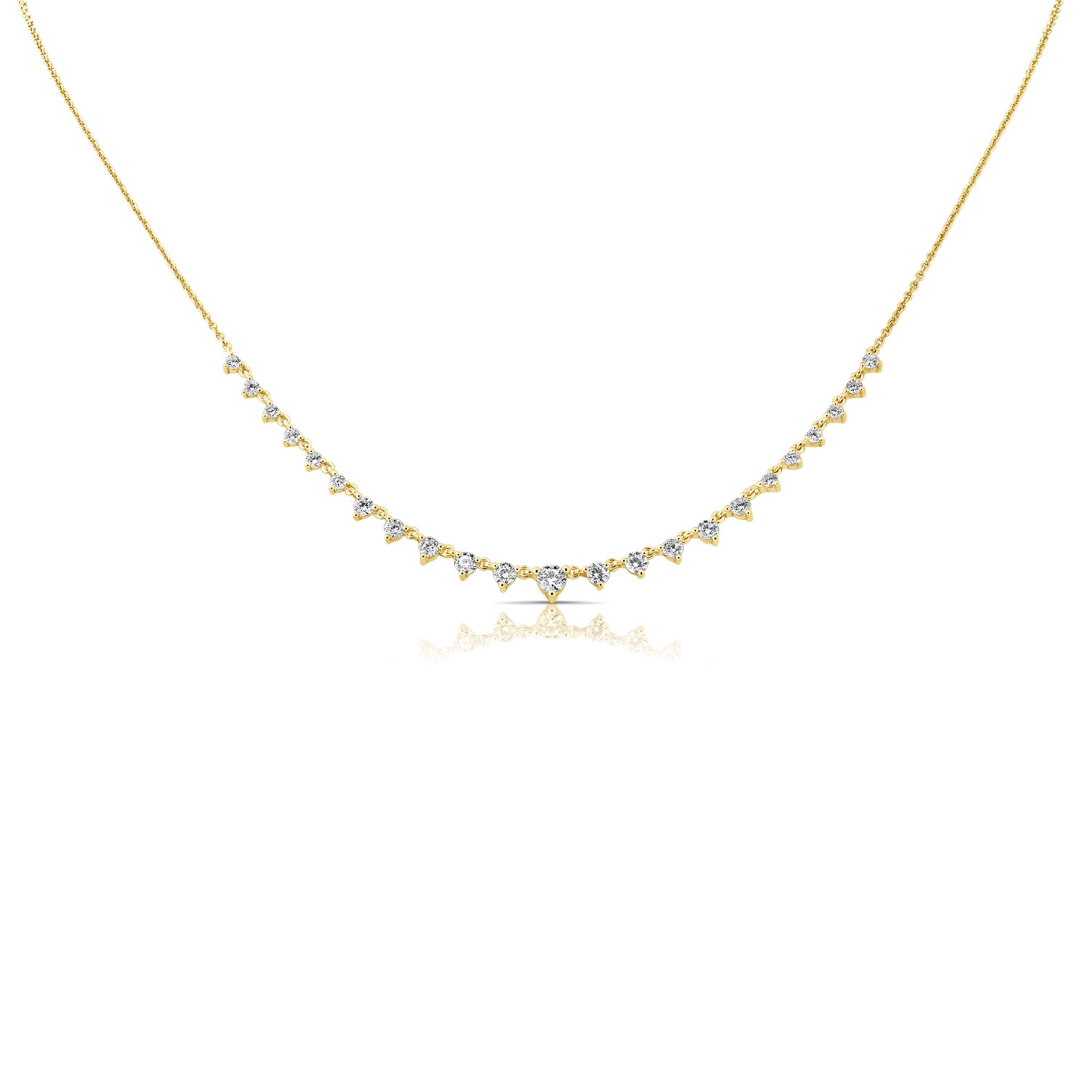 14K Gold & Diamond Station Necklace - 1.10ct