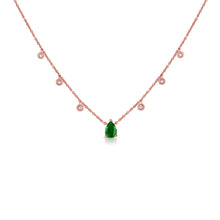 Load image into Gallery viewer, 14K Gold Emerald &amp; Diamond Dangle Necklace