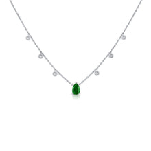 Load image into Gallery viewer, 14K Gold Emerald &amp; Diamond Dangle Necklace