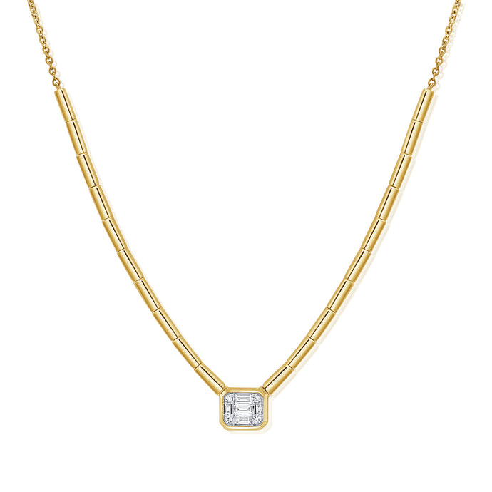 14K Gold & Baguette Diamond Necklace