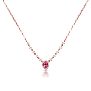 14K Gold Pink Sapphire & Diamond Necklace