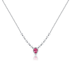 14K Gold Pink Sapphire & Diamond Necklace