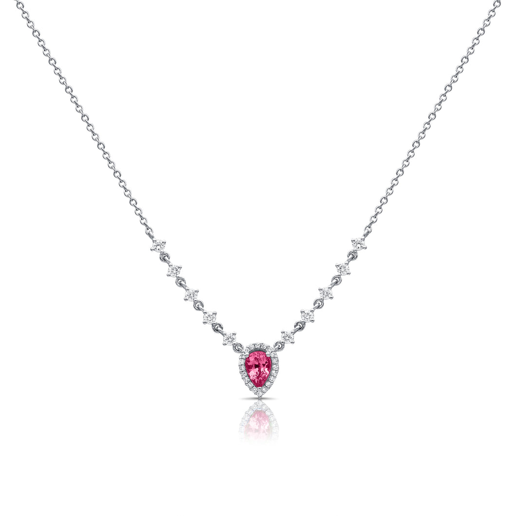 14K Gold Pink Sapphire & Diamond Necklace