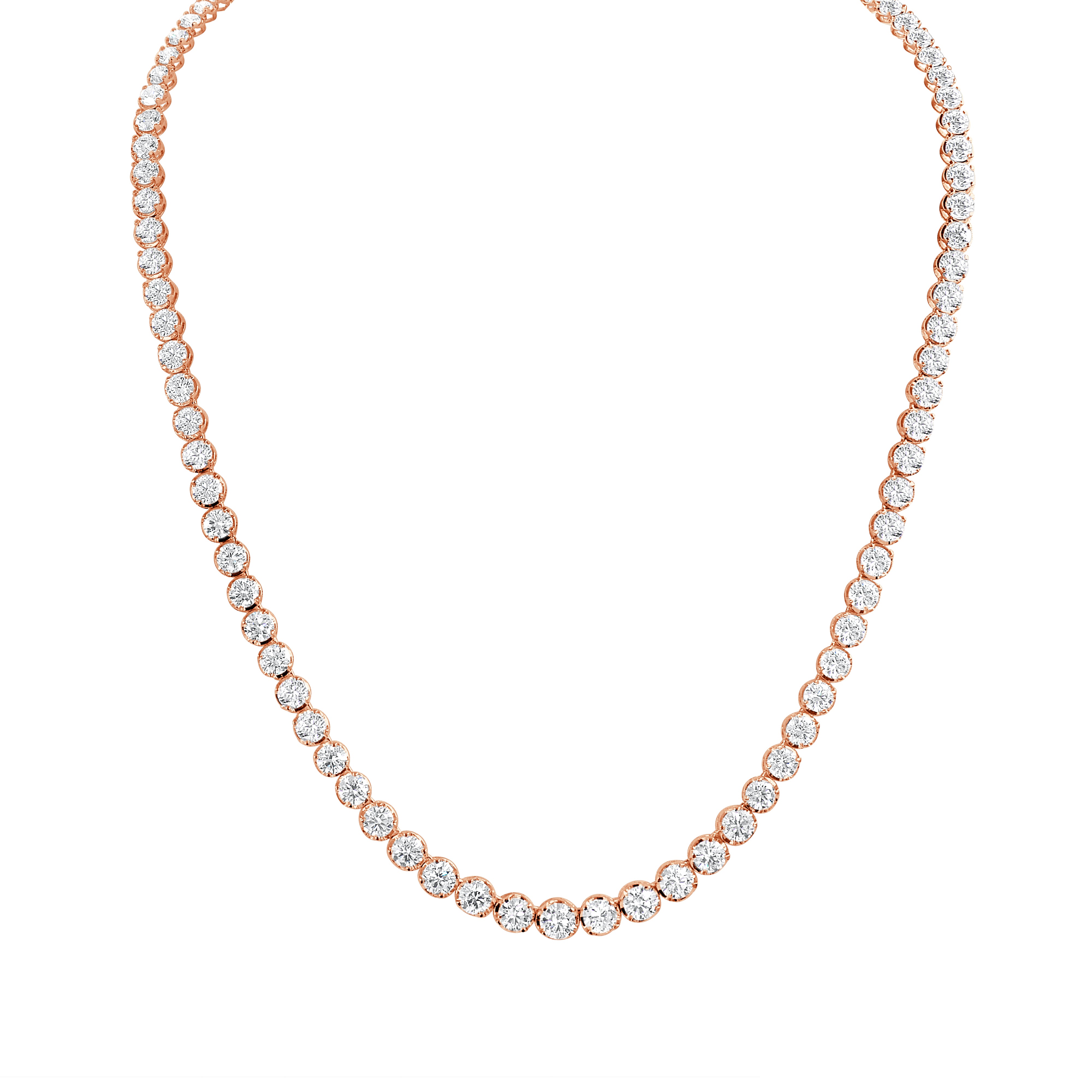 14K Gold Diamond Tennis Necklace - 15.00 CT