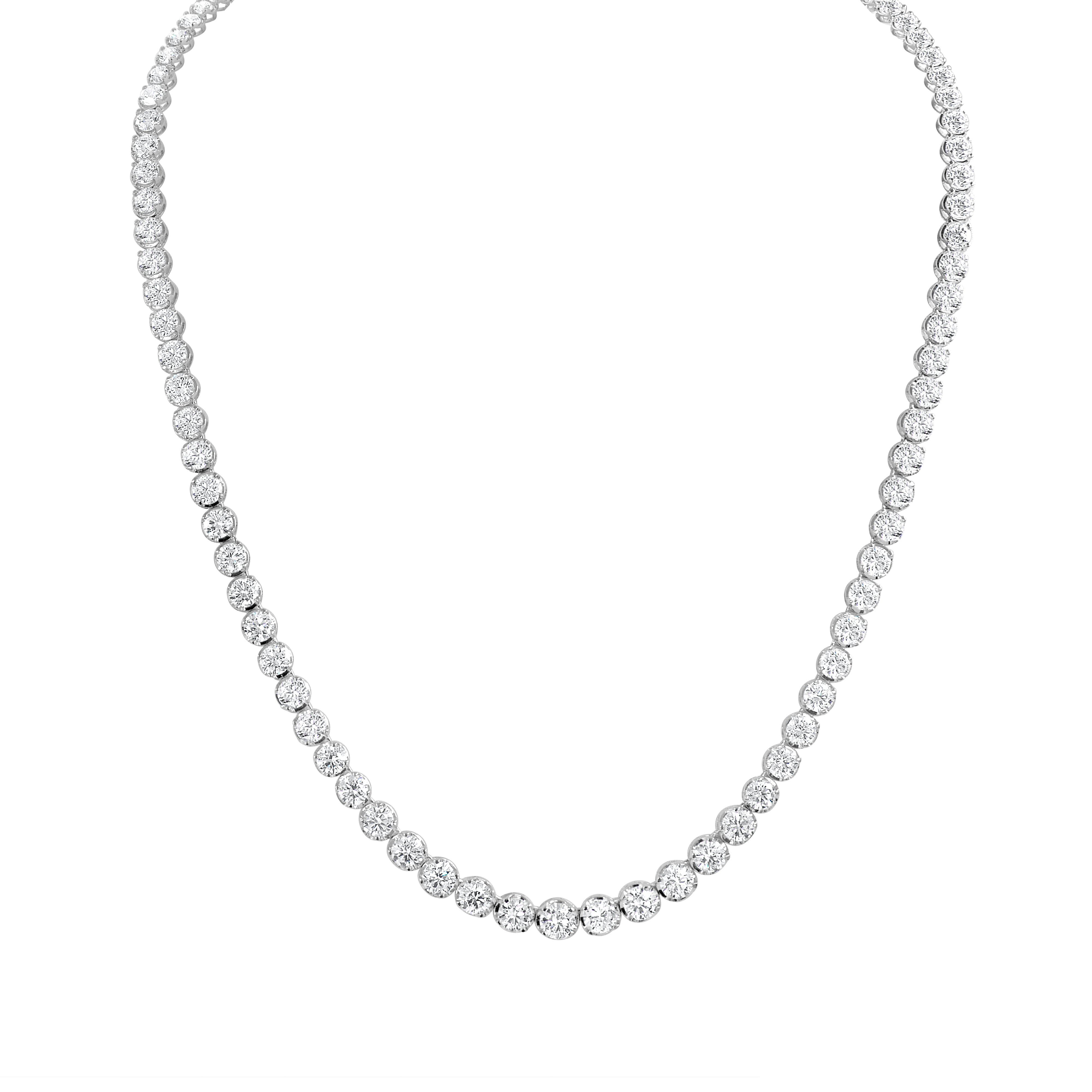 14K Gold Diamond Tennis Necklace - 15.00 CT