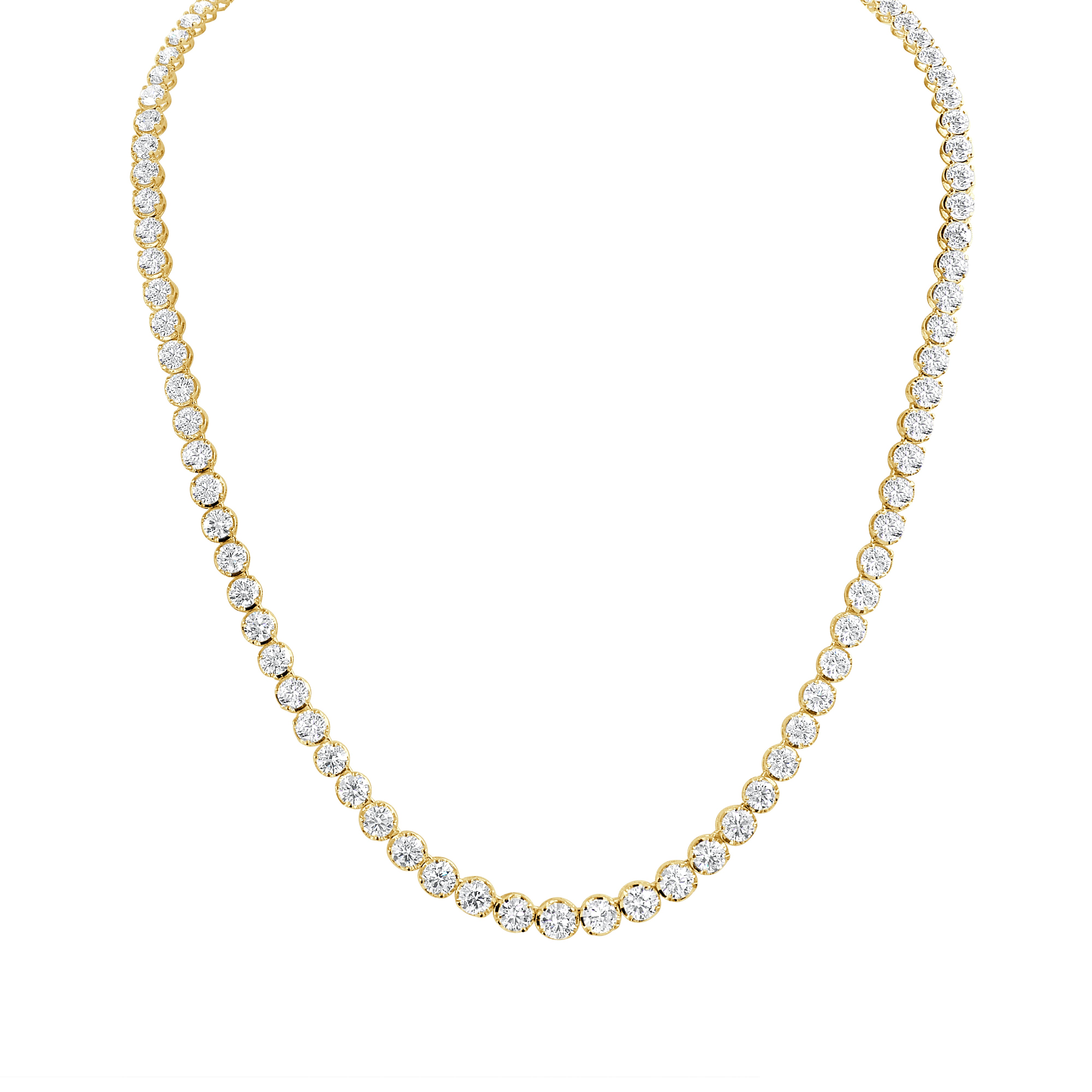 14K Gold Diamond Tennis Necklace - 15.00 CT