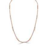 14K Gold Diamond Emerald Cut & Round Tennis Necklace - 4.27 CT