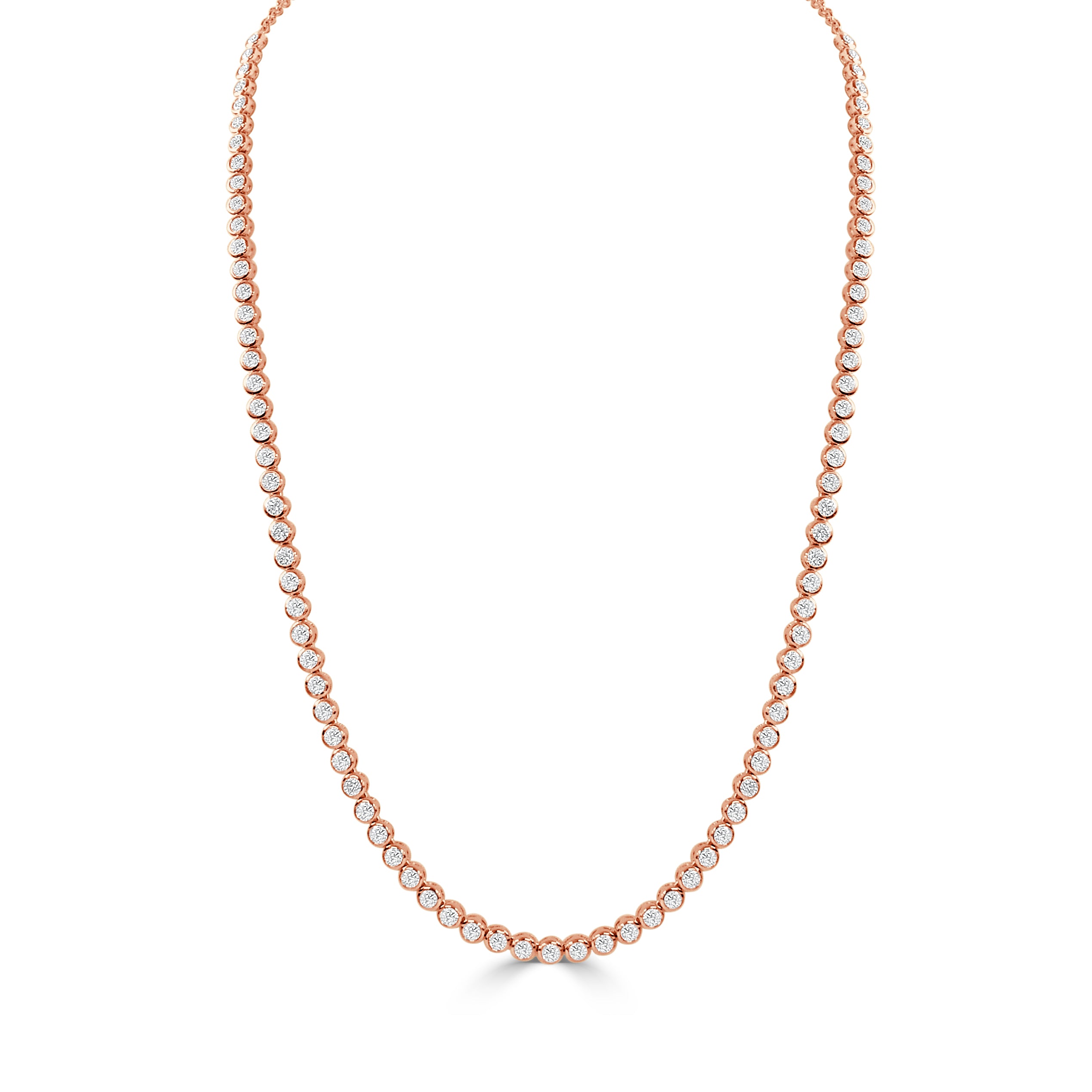 14K Gold Diamond Bezel Tennis Necklace - 6.31 CT