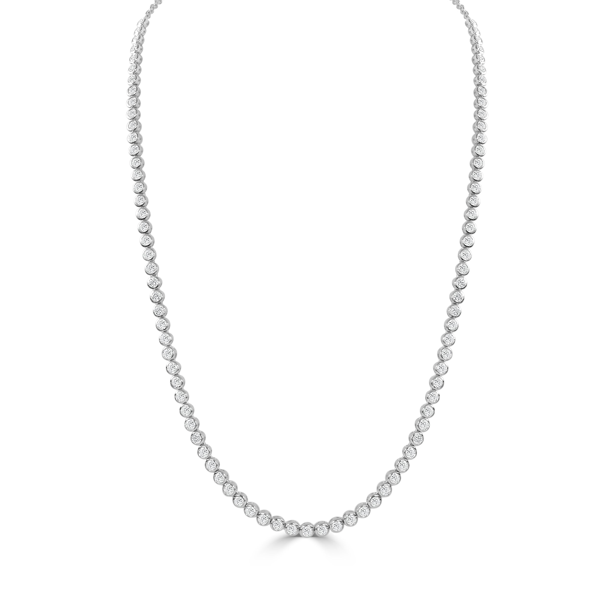 14K Gold Diamond Bezel Tennis Necklace - 6.31 CT