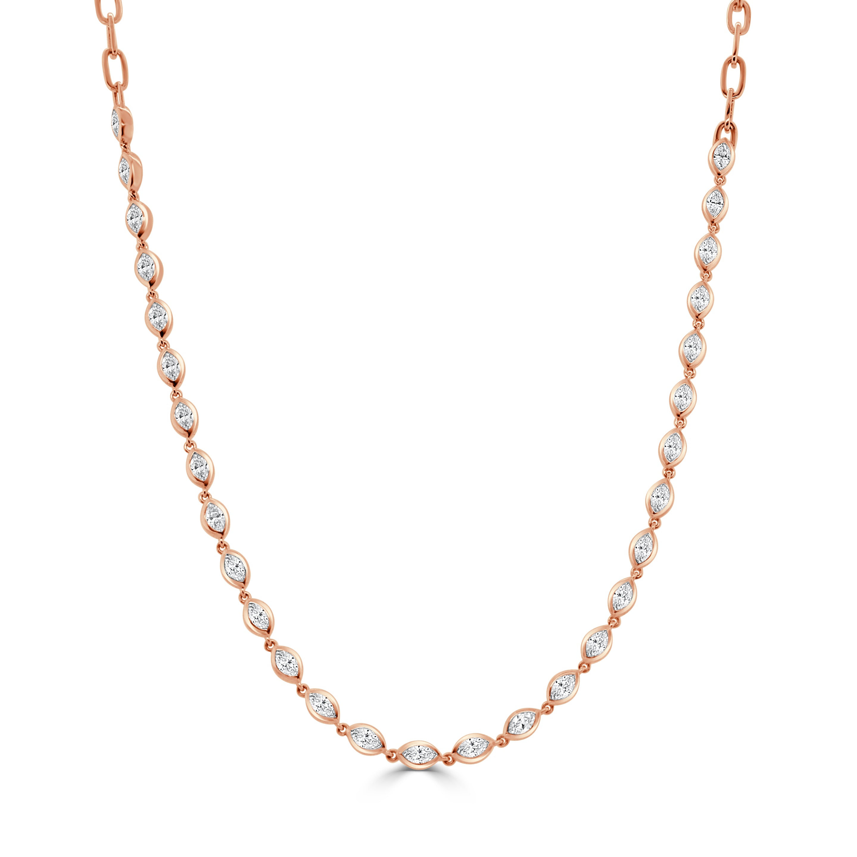 14K Gold Marquis Diamond Bezel Set Necklace - 2.33 CT