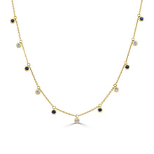 Load image into Gallery viewer, 14K Gold Round Diamond &amp; Sapphire Necklace